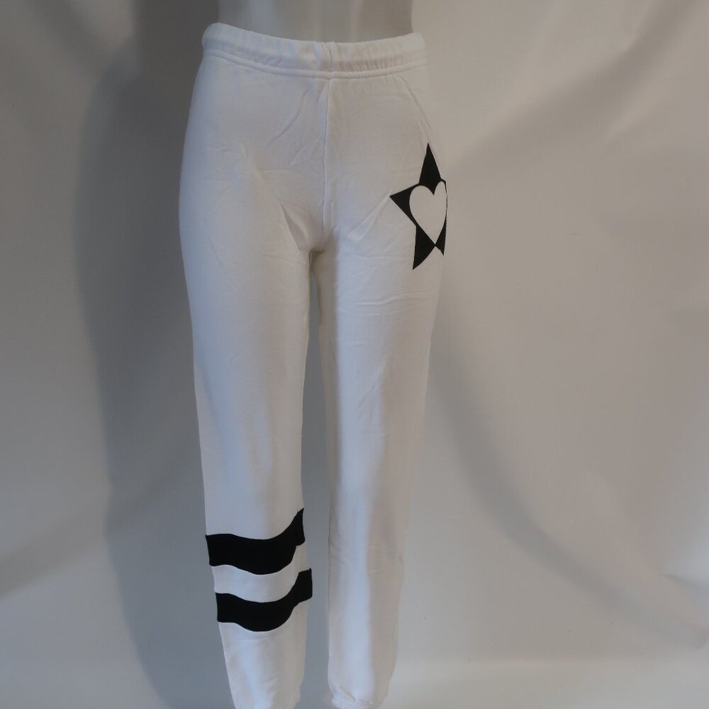 NWT Womens Lauren Moshi White Black (Item- 103)  Star Stripe Sweatpants S - Picture 2 of 8